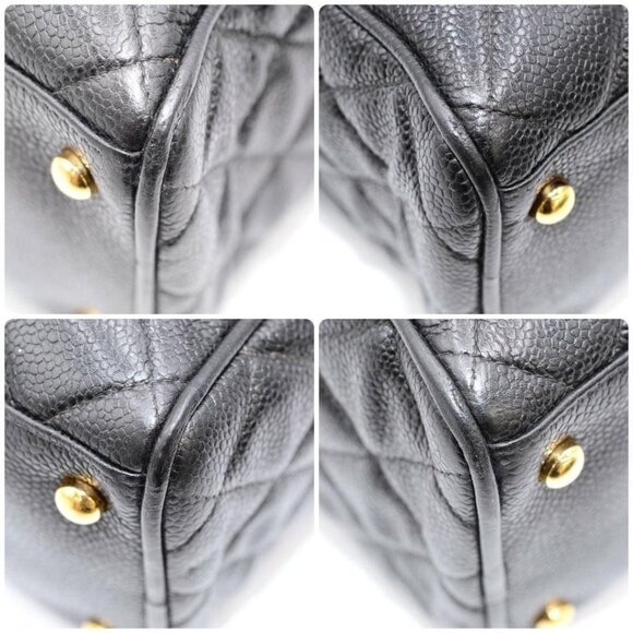 Authentic CHANEL Classic Caviar CC Quilted Large Travel Bowler Duffle Bag Purse - Picture 8 of 13